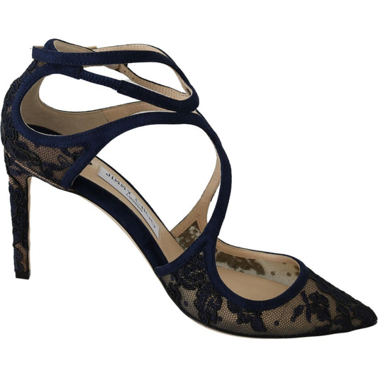 Jimmy Choo Navy Lancer Leather Pumps Elegance Unleashed 192954420550