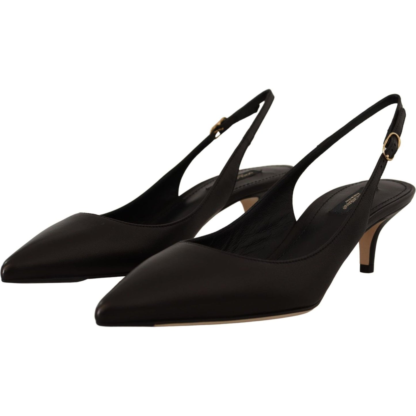 Dolce & Gabbana Black Leather Slingbacks Heels Pumps Shoes