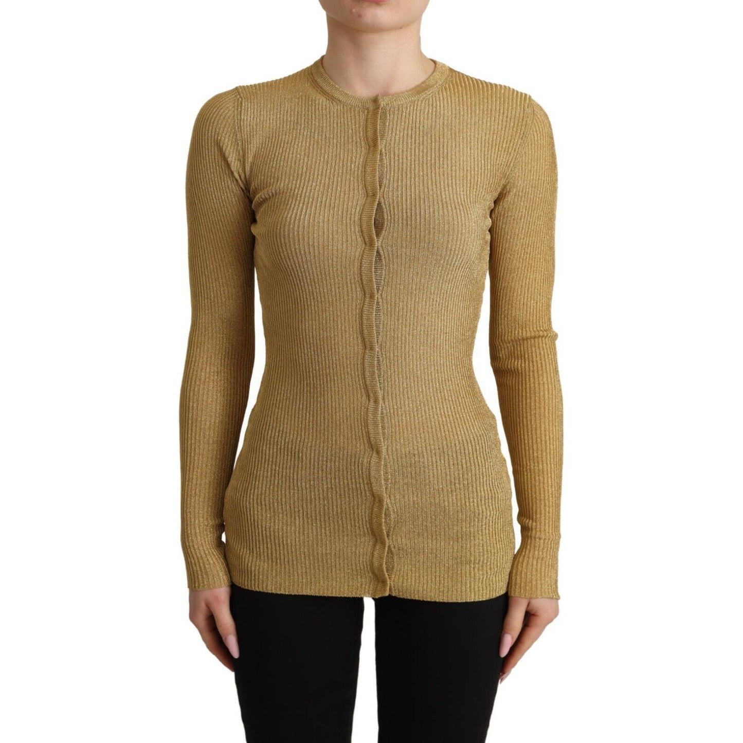 Dolce & Gabbana Gold Viscose Blend Buttons Cardigan Sweater
