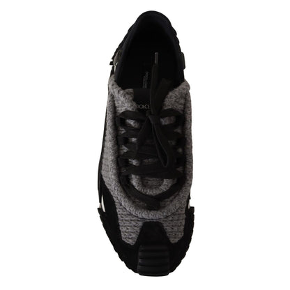Dolce & Gabbana Black Gray Fabric Lace Up NS1 Sneakers Shoes