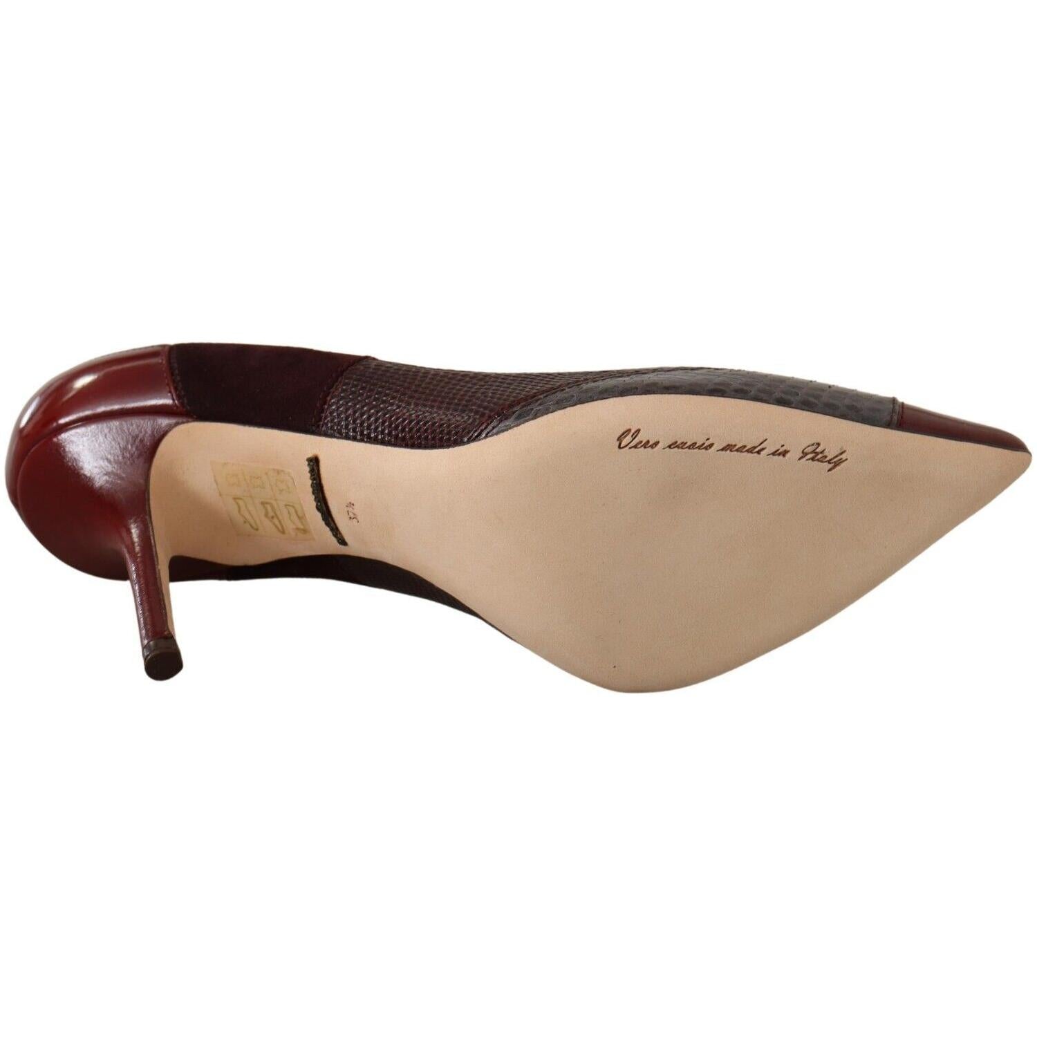 多色异域皮革高跟鞋