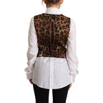 Dolce & Gabbana Black Stripes Wool V-neck Sleeveless Button Vest Top