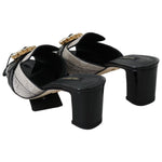 Dolce & Gabbana Black Gray Exotic Leather Crystals Sandals Shoes