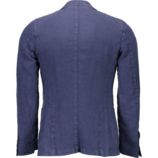 Gant Blue Linen Men Jacket Gant