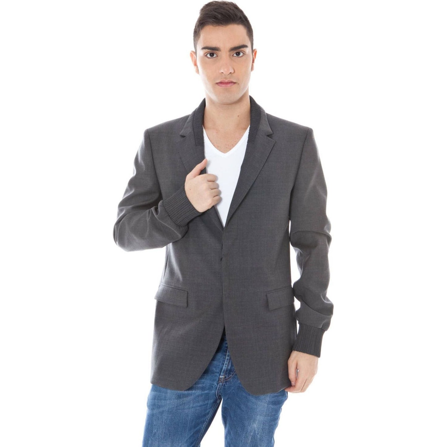 Calvin Klein Elegant Gray Wool Long Sleeve Jacket Calvin Klein