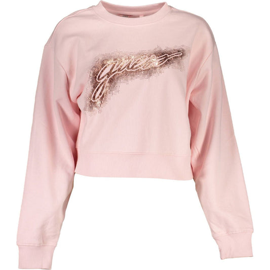 Guess Jeans Chic Pink Organic Cotton Sweatshirt Guess Jeans