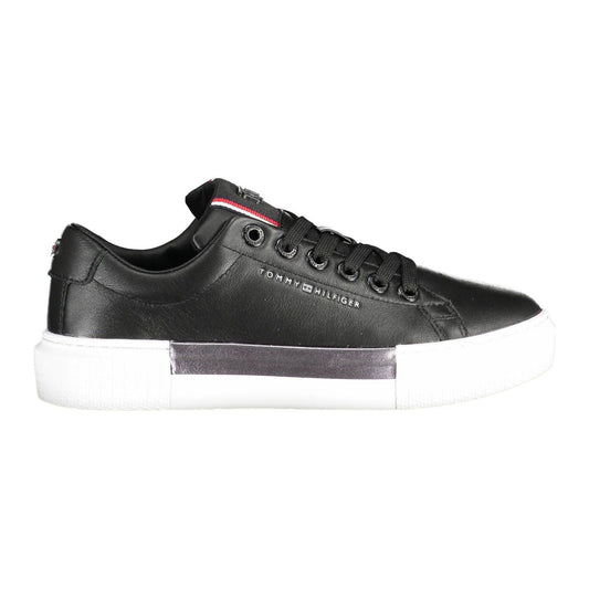 Tommy Hilfiger Chic Black Cotton-Leather Blend Sneakers Tommy Hilfiger