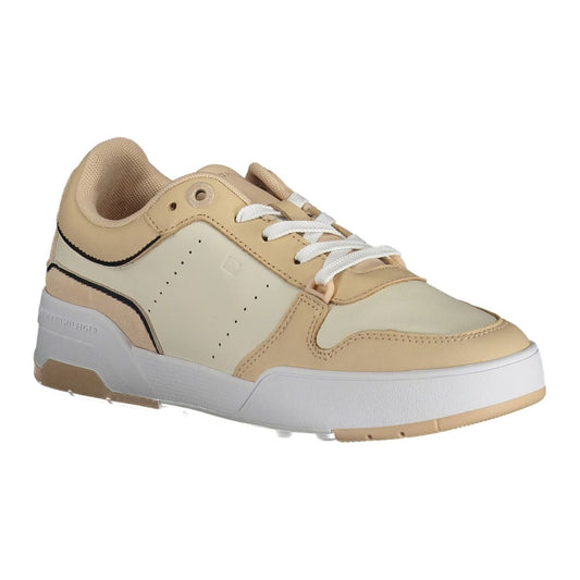 Tommy Hilfiger Sleek Beige Lace-Up Sneakers with Logo Accent Tommy Hilfiger