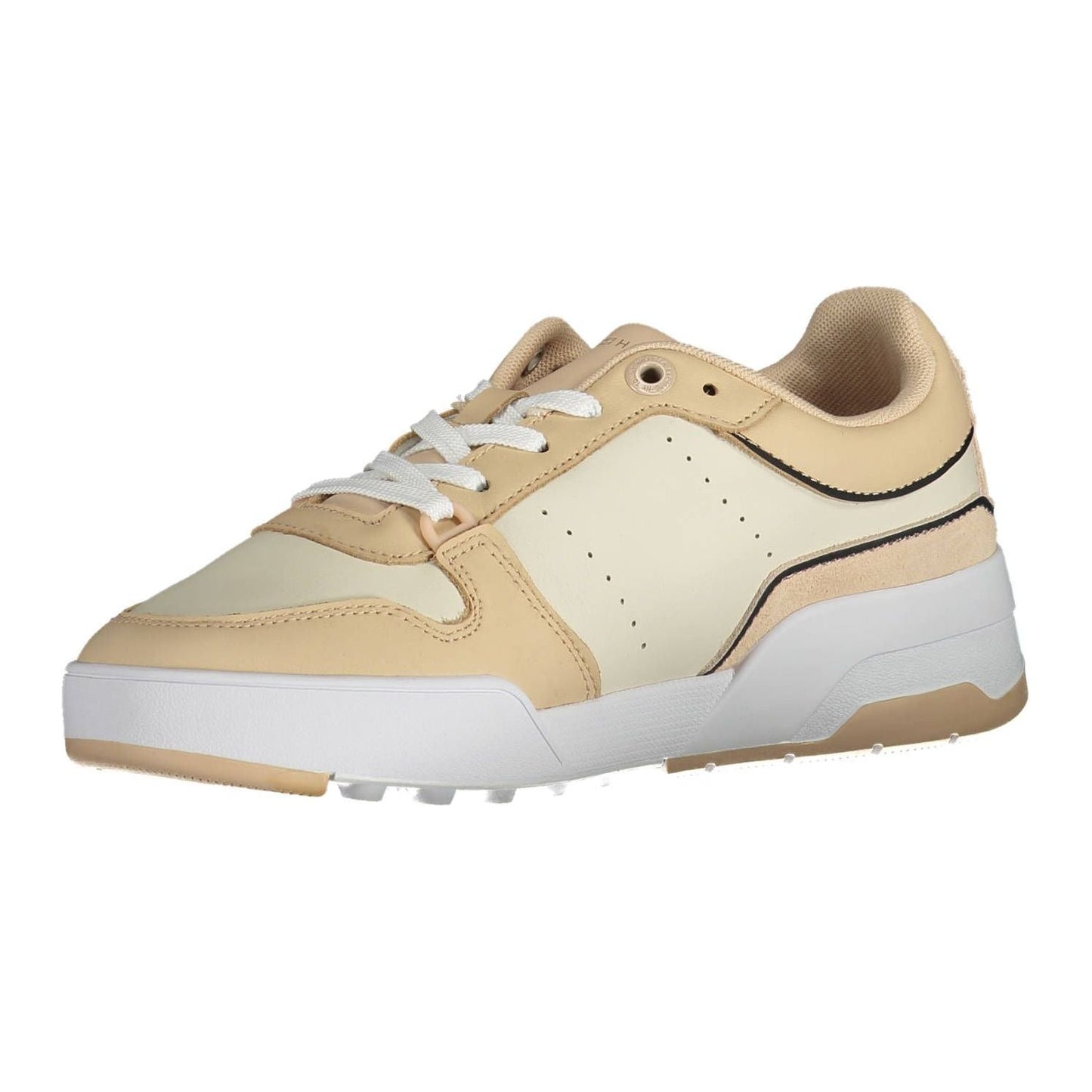 Tommy Hilfiger Sleek Beige Lace-Up Sneakers with Logo Accent Tommy Hilfiger