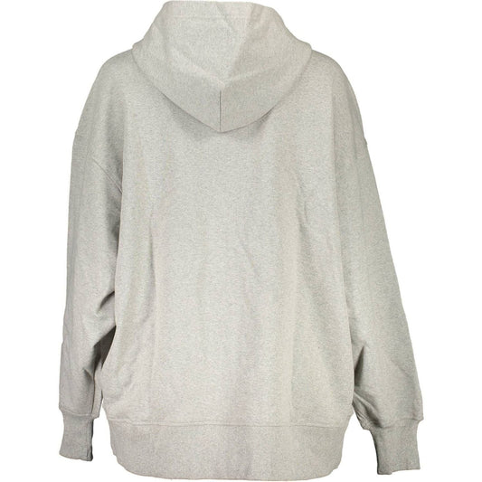 Calvin Klein Sleek Gray Cotton Zip Hoodie with Logo Calvin Klein