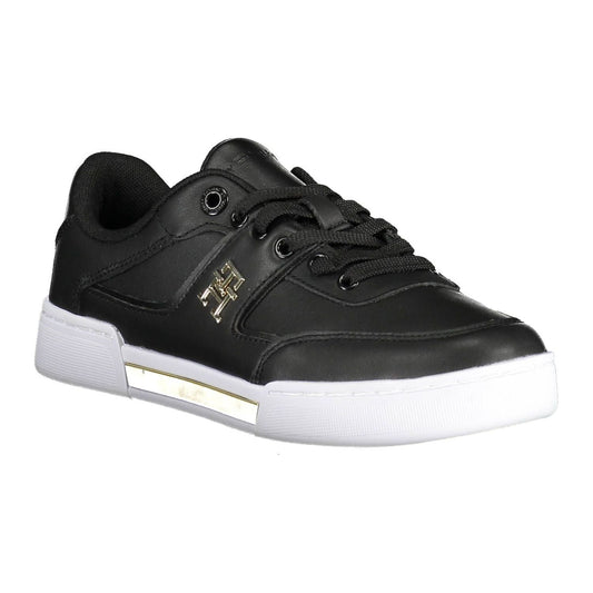 Tommy Hilfiger Chic Black Lace-Up Sneakers with Contrasting Accents Tommy Hilfiger