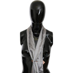 Ermanno Scervino Metallic Silver Silk Neck Wrap Shawl Scarf