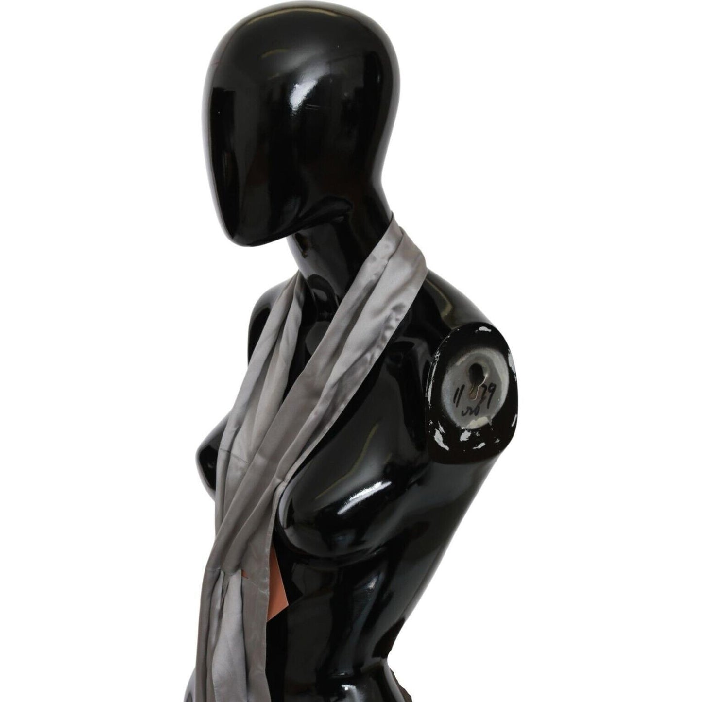 Ermanno Scervino Metallic Silver Silk Neck Wrap Shawl Scarf