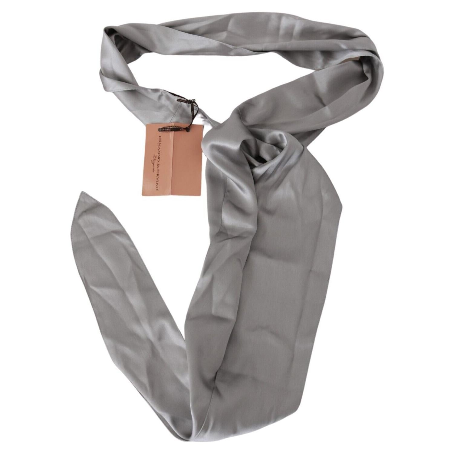 男士光滑银色真丝围巾