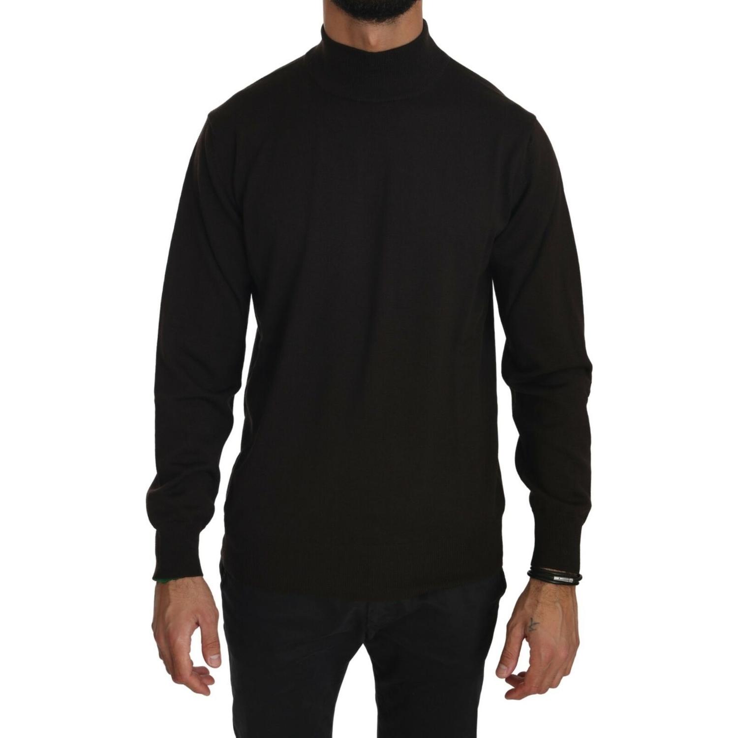 优雅棕色纯羊毛毛衣