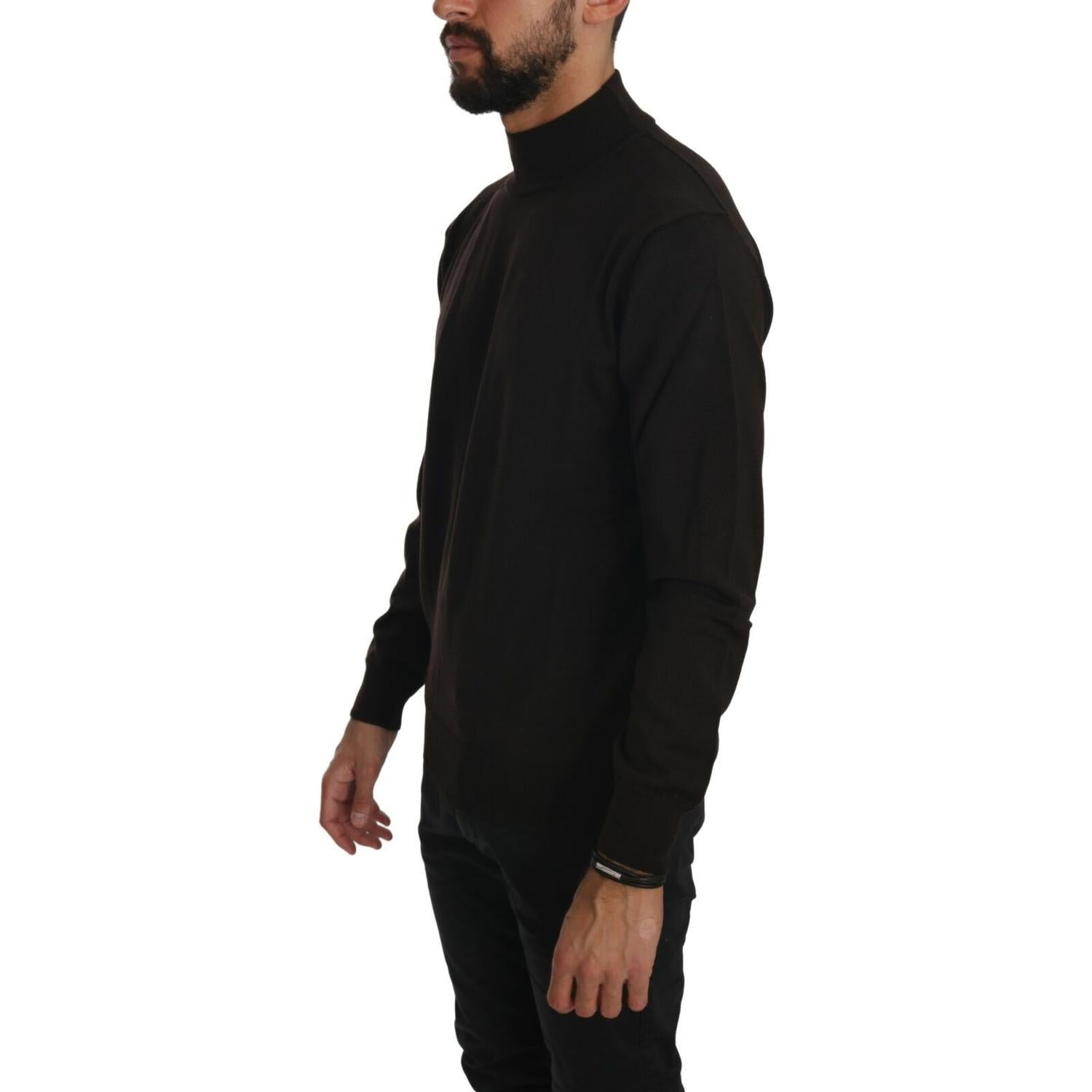 优雅棕色纯羊毛毛衣