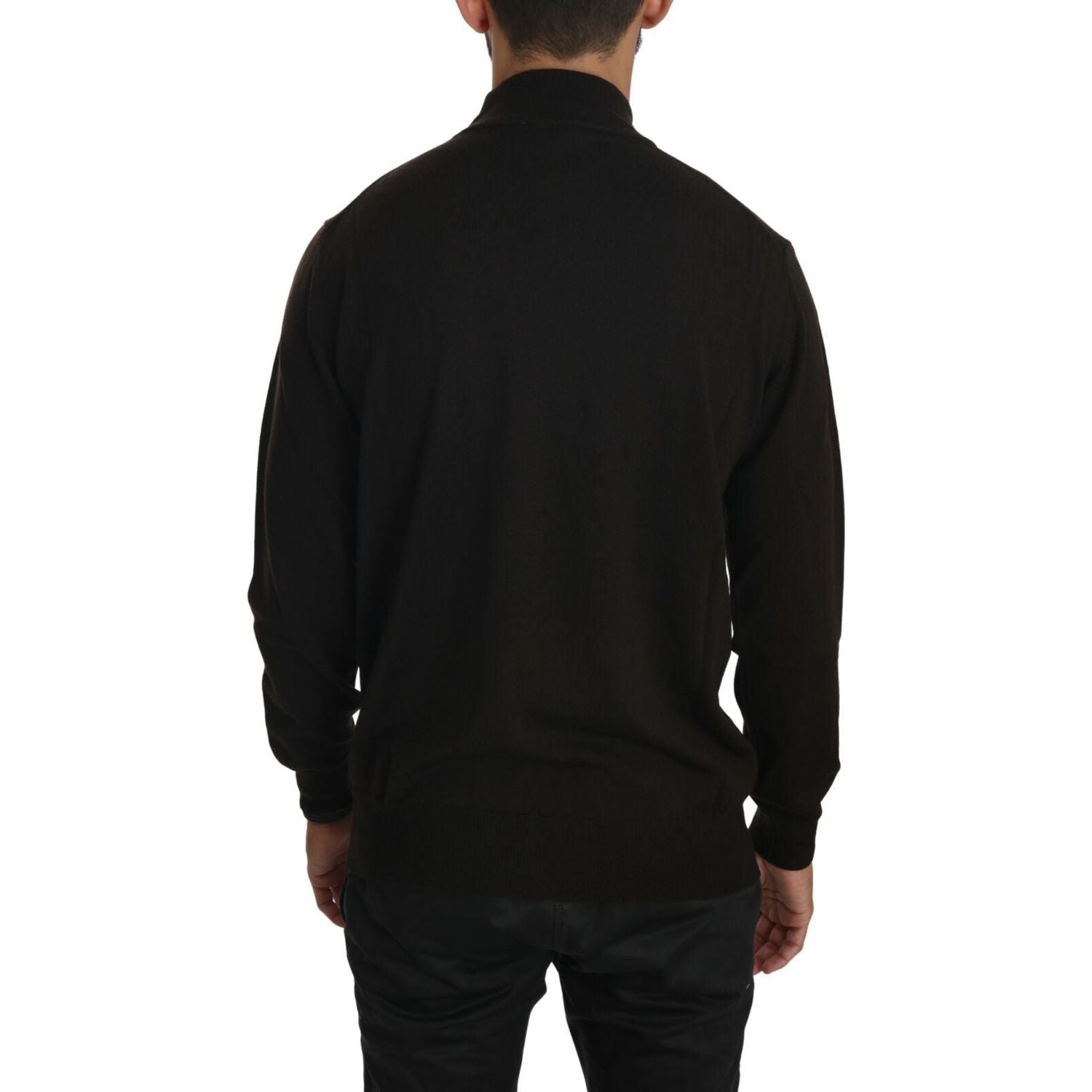 优雅棕色纯羊毛毛衣