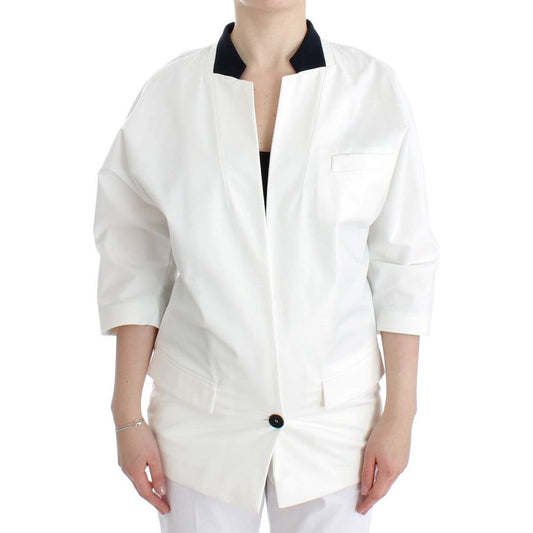 Andrea Pompilio Chic White Cotton Blend Blazer Blazer Jacket Andrea Pompilio