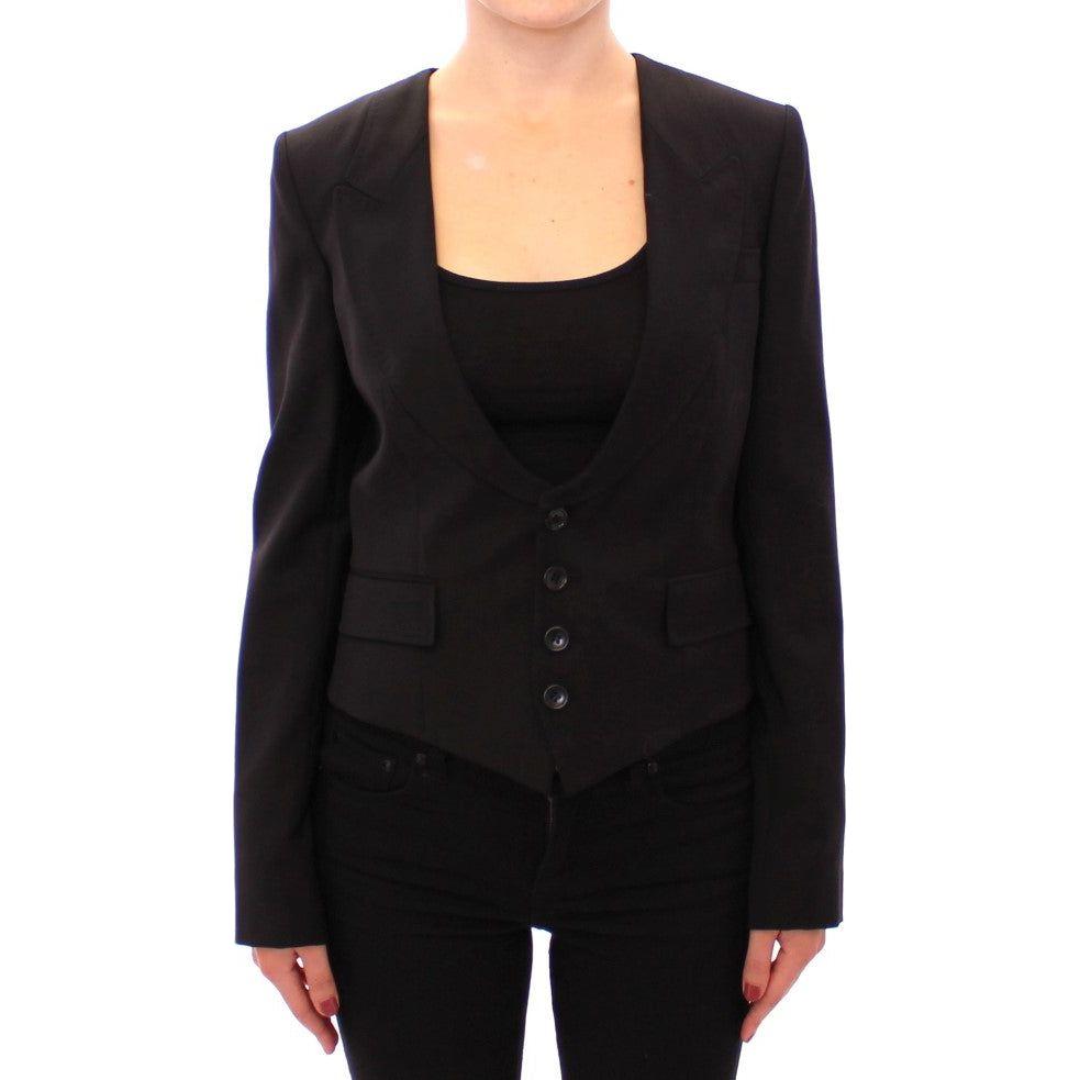 Dolce & Gabbana Black Silk Scarf Back Blazer Jacket Blazer jacket