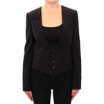 Dolce & Gabbana Black Silk Scarf Back Blazer Jacket Blazer jacket