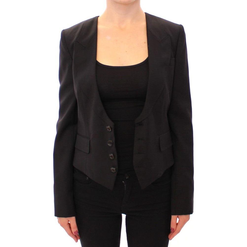 Dolce & Gabbana Black Silk Scarf Back Blazer Jacket Blazer jacket