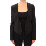 Dolce & Gabbana Black Silk Scarf Back Blazer Jacket Blazer jacket