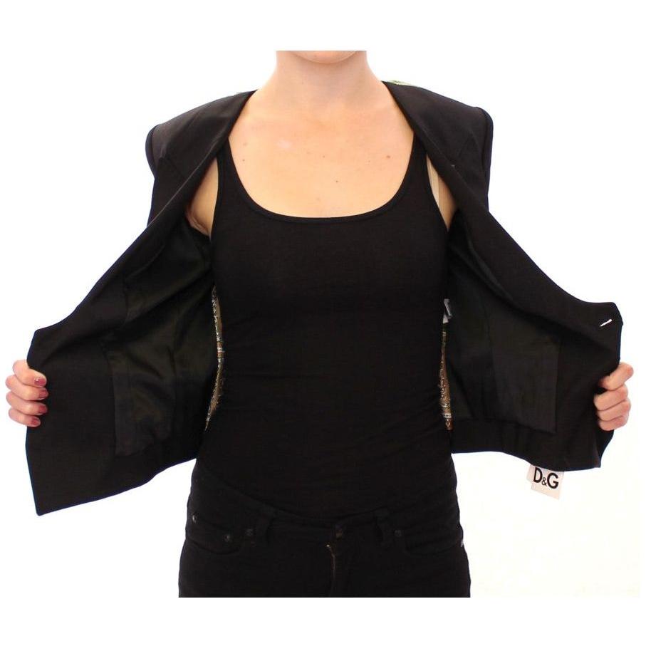 Dolce & Gabbana Black Silk Scarf Back Blazer Jacket Blazer jacket