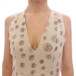 Andrea Incontri White Printed Shift V-neck Sheath Dress MOM10154-2
