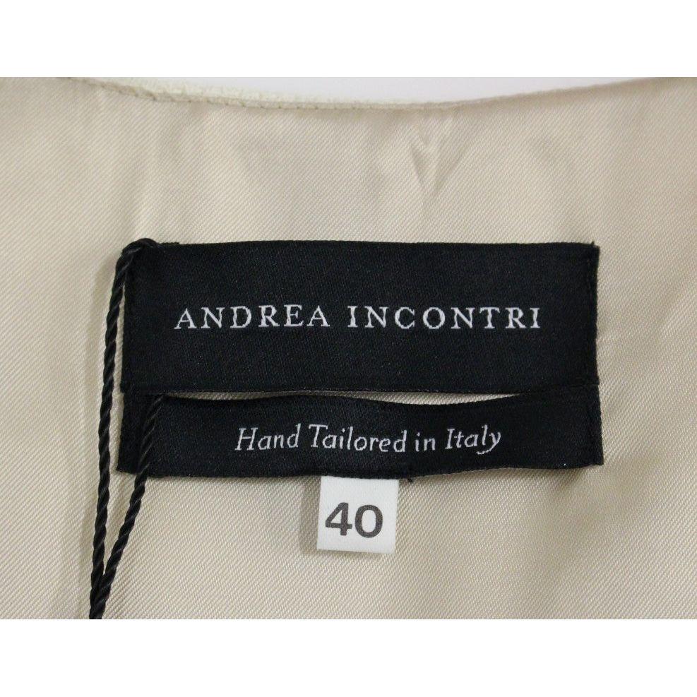 Andrea Incontri White Printed Shift V-neck Sheath Dress