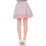 Comeforbreakfast Pink Gray Mini Short Pleated Skirt MOM10048-1