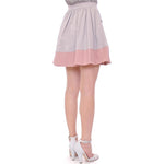 Comeforbreakfast Pink Gray Mini Short Pleated Skirt MOM10048-1