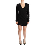Dsquared² Black Long Sleeves Deep V-neck Mini Sheath Dress