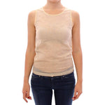 Dolce & Gabbana Beige Sleeveless Cotton Top Tank Blouse