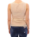 Dolce & Gabbana Beige Sleeveless Cotton Top Tank Blouse