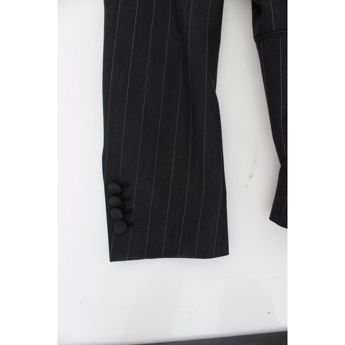 Dolce & Gabbana Chic Gray Striped Wool Blazer Jacket gray-striped-slim-fit-wool-blazer