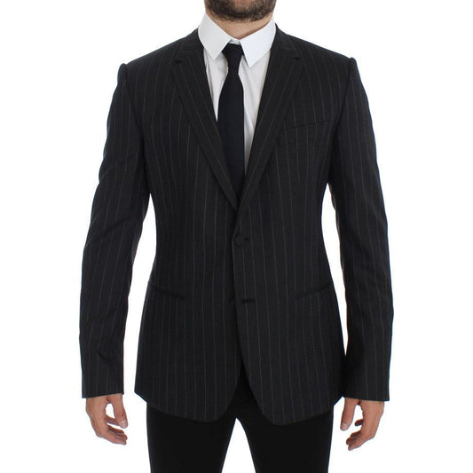 Dolce & Gabbana Chic Gray Striped Wool Blazer Jacket Dolce & Gabbana