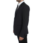 Dolce & Gabbana Gray Striped Slim Fit Wool Blazer