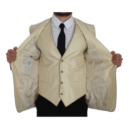 Dolce & Gabbana Beige Polka Dot Silk 2 Piece Blazer