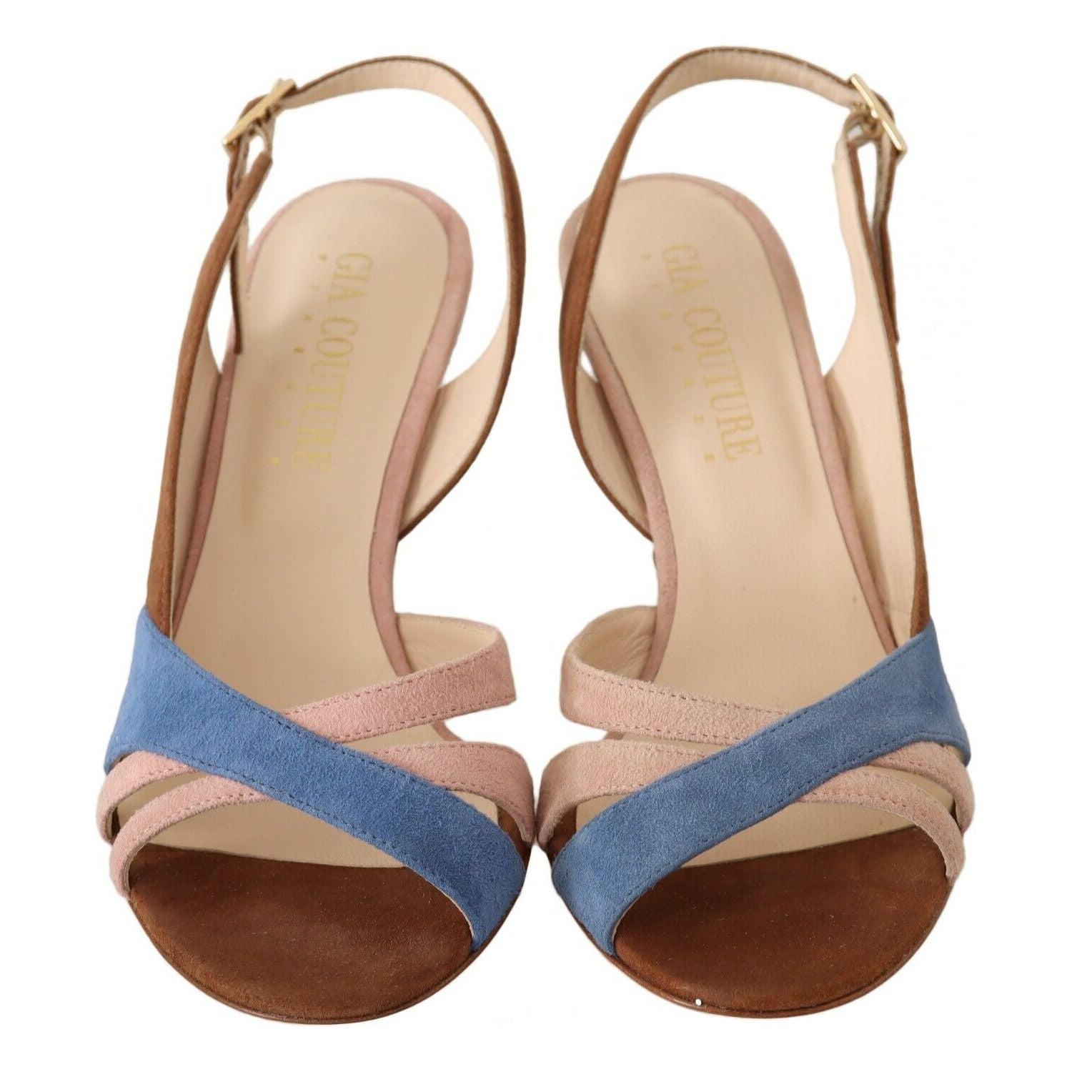 时尚多色绒面革露跟高跟凉鞋