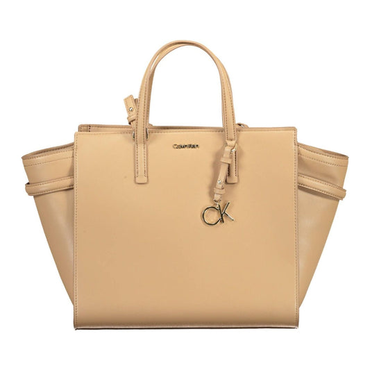 Calvin Klein Chic Beige Handbag with Contrasting Details Calvin Klein