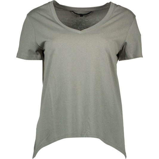 Silvian Heach Chic V-Neck Green Tee with Logo Detailing Silvian Heach