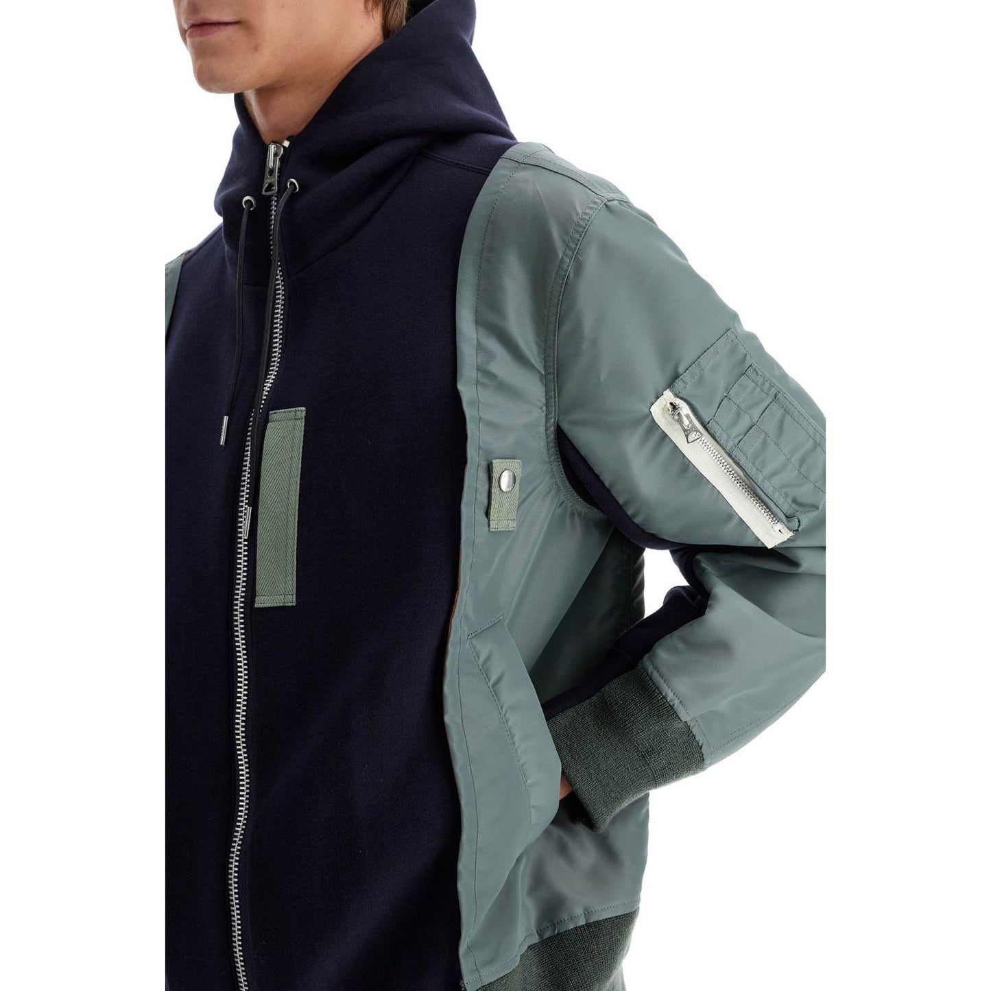 Sacai hybrid sweatshirt with zip and hood Topwear Sacai