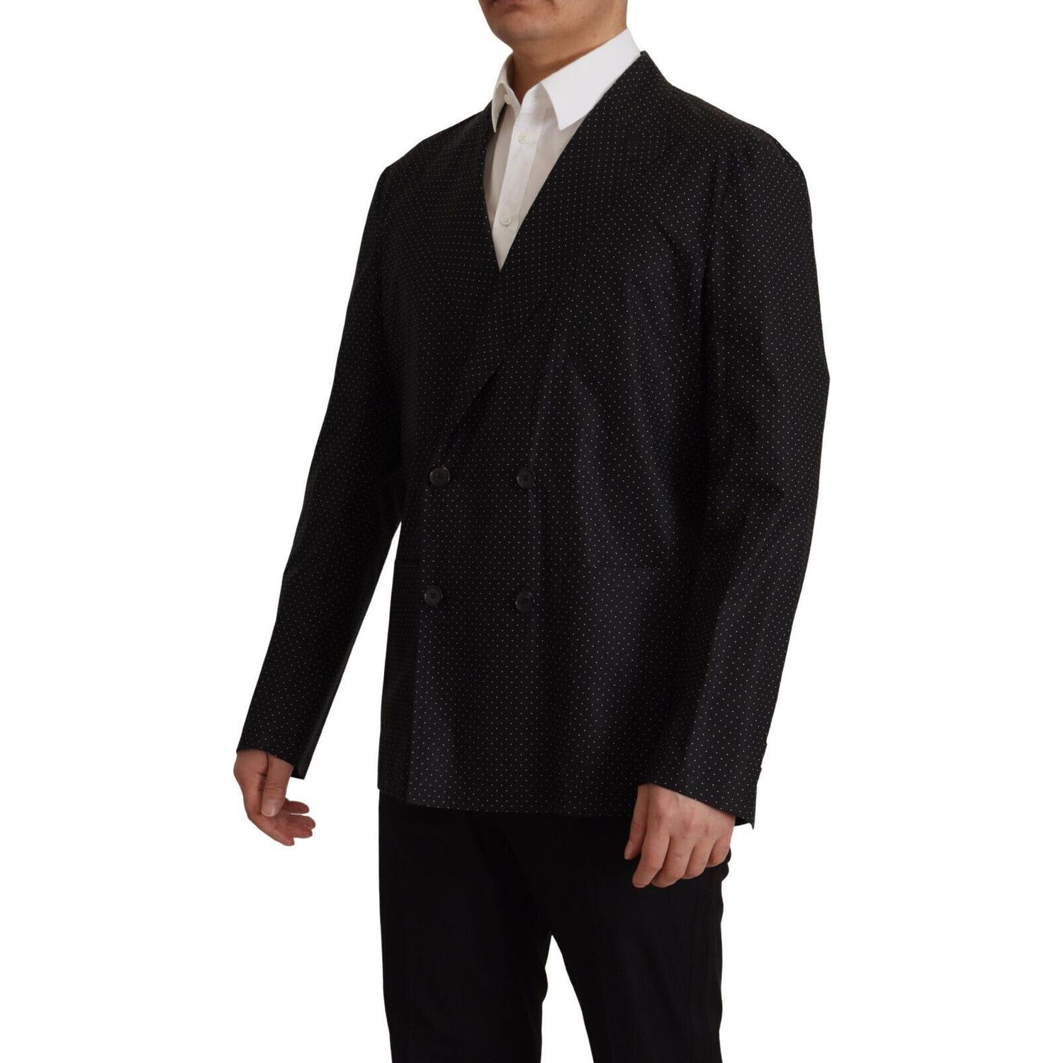 圆点修身双排扣西装外套