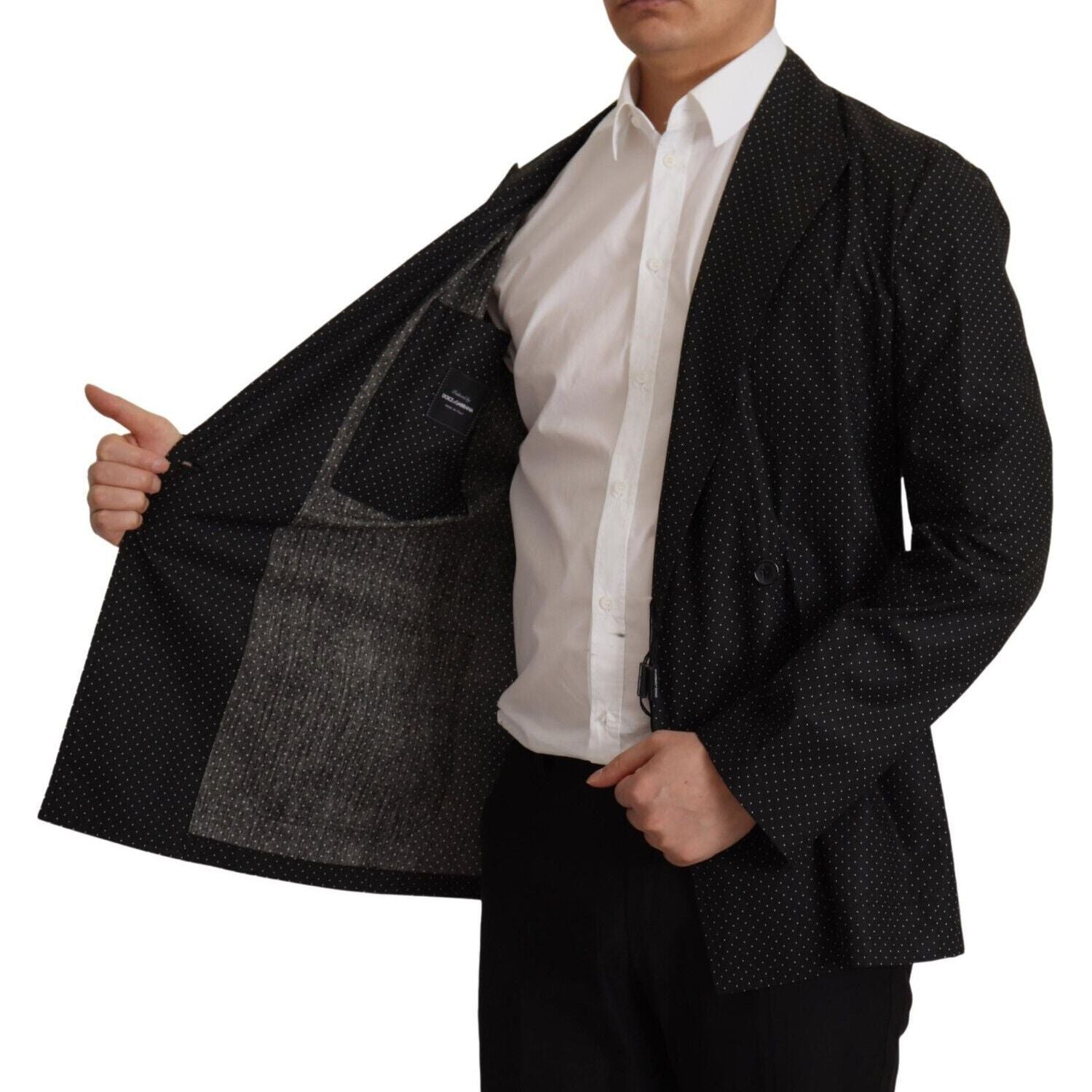 圆点修身双排扣西装外套