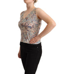 John Galliano Multicolor Cotton Sleeveless V-neck Tank Top