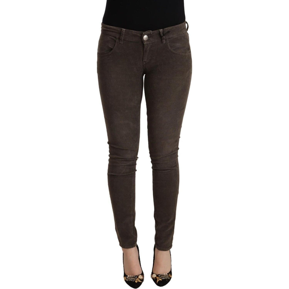 Acht Brown Cotton Slim Fit Denim Low Waist Jeans