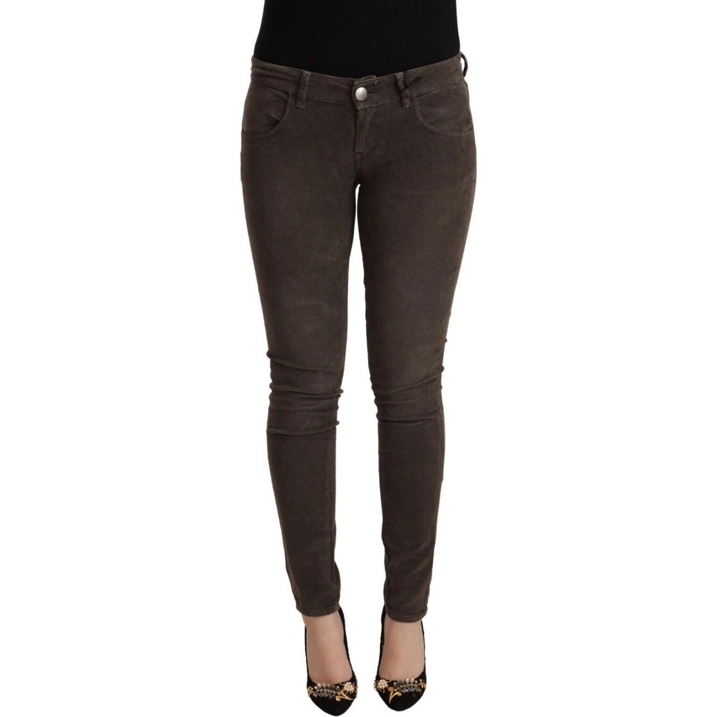 Acht Brown Cotton Slim Fit Denim Low Waist Jeans