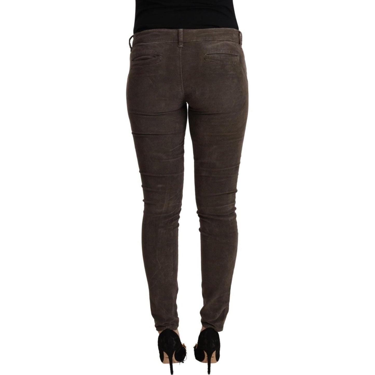Acht Brown Cotton Slim Fit Denim Low Waist Jeans