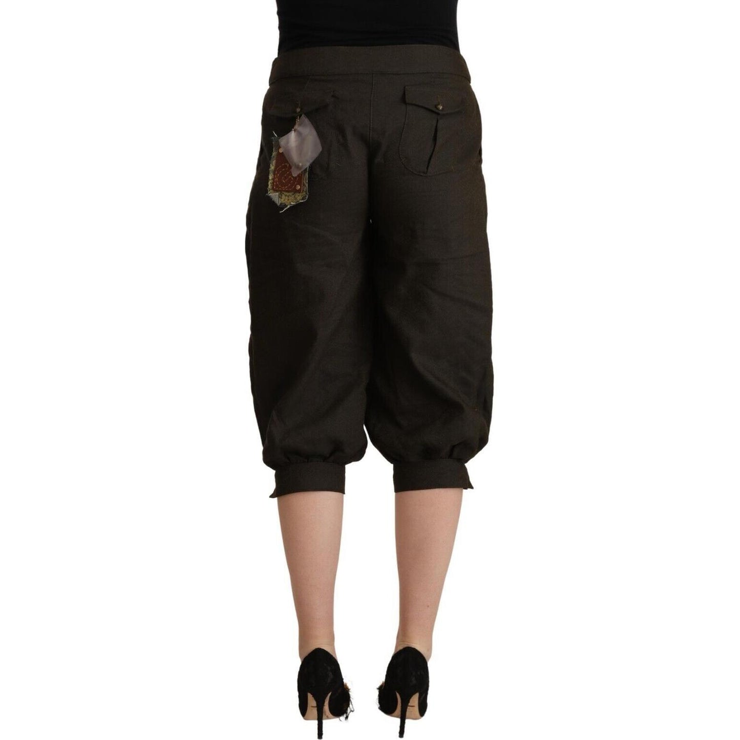 GF Ferre Brown Viscose Cropped Harem Pants
