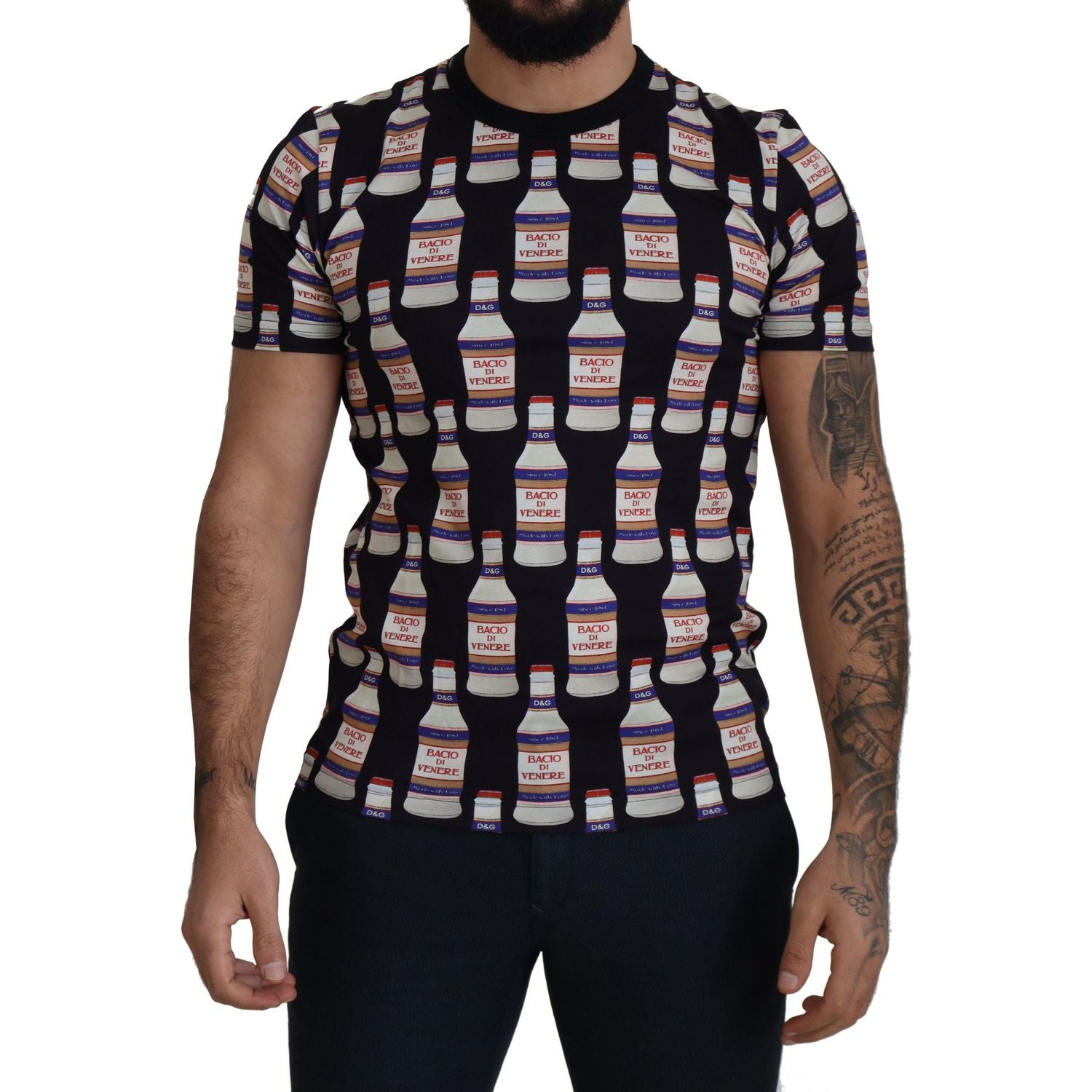 优雅黑色 Bacio Di Venere 印花 T 恤